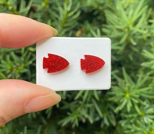 Red Arrowhead Chiefs KC Acrylic Stud Earring