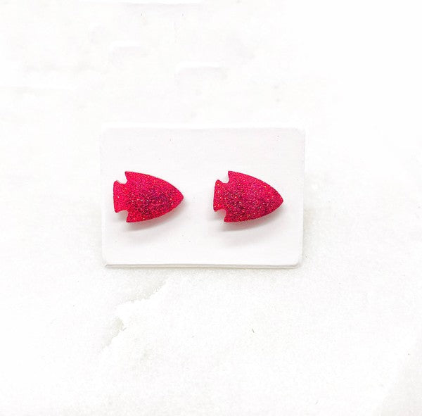 Red Arrowhead Chiefs KC Acrylic Stud Earring