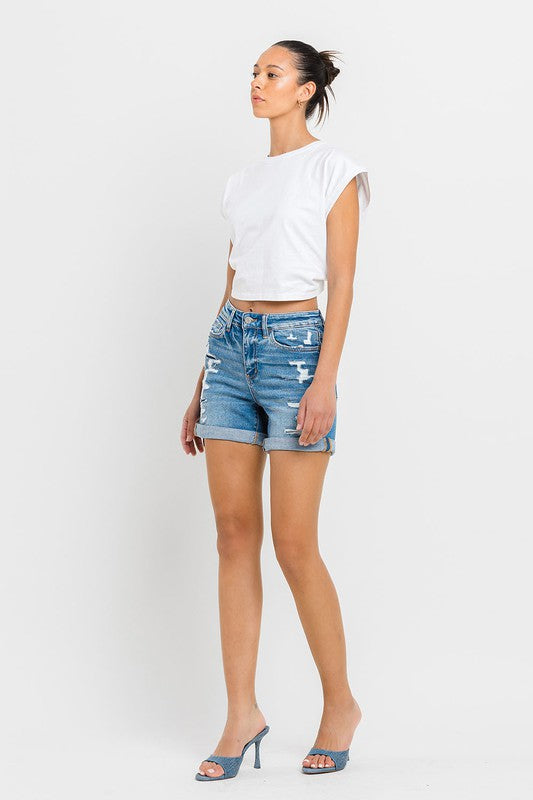 High Rise Double Cuff Shorts