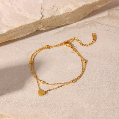 Heart Shape Double-Layered Anklet