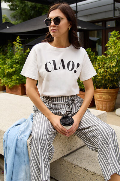 Simply Love Full Size CIAO Round Neck T-Shirt