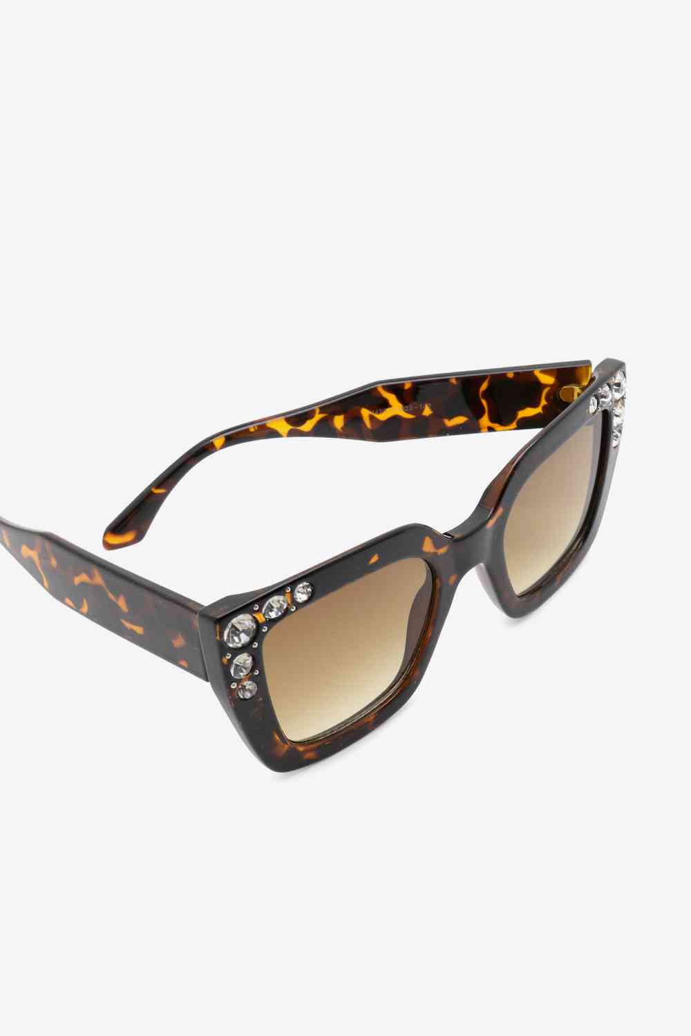 Inlaid Rhinestone Polycarbonate Sunglasses